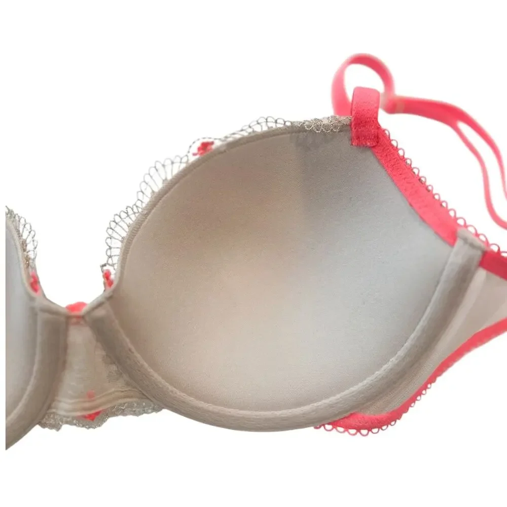 Victoria's Secret Dream Angels Floral Cream Orange Embroidered Bra 32D